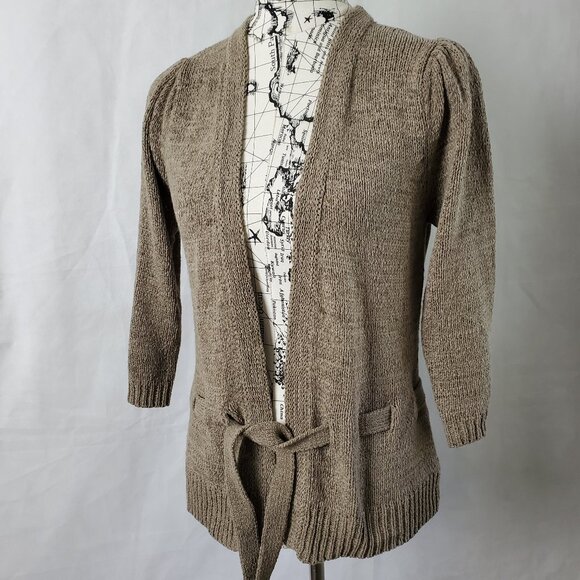 August Silk Brown Knit Belted Cardigan - Medium - Picture 1 of 3